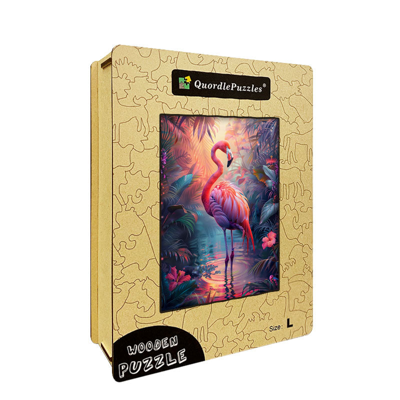 Tropical Flamingo Wooden Jigsaw Puzzle