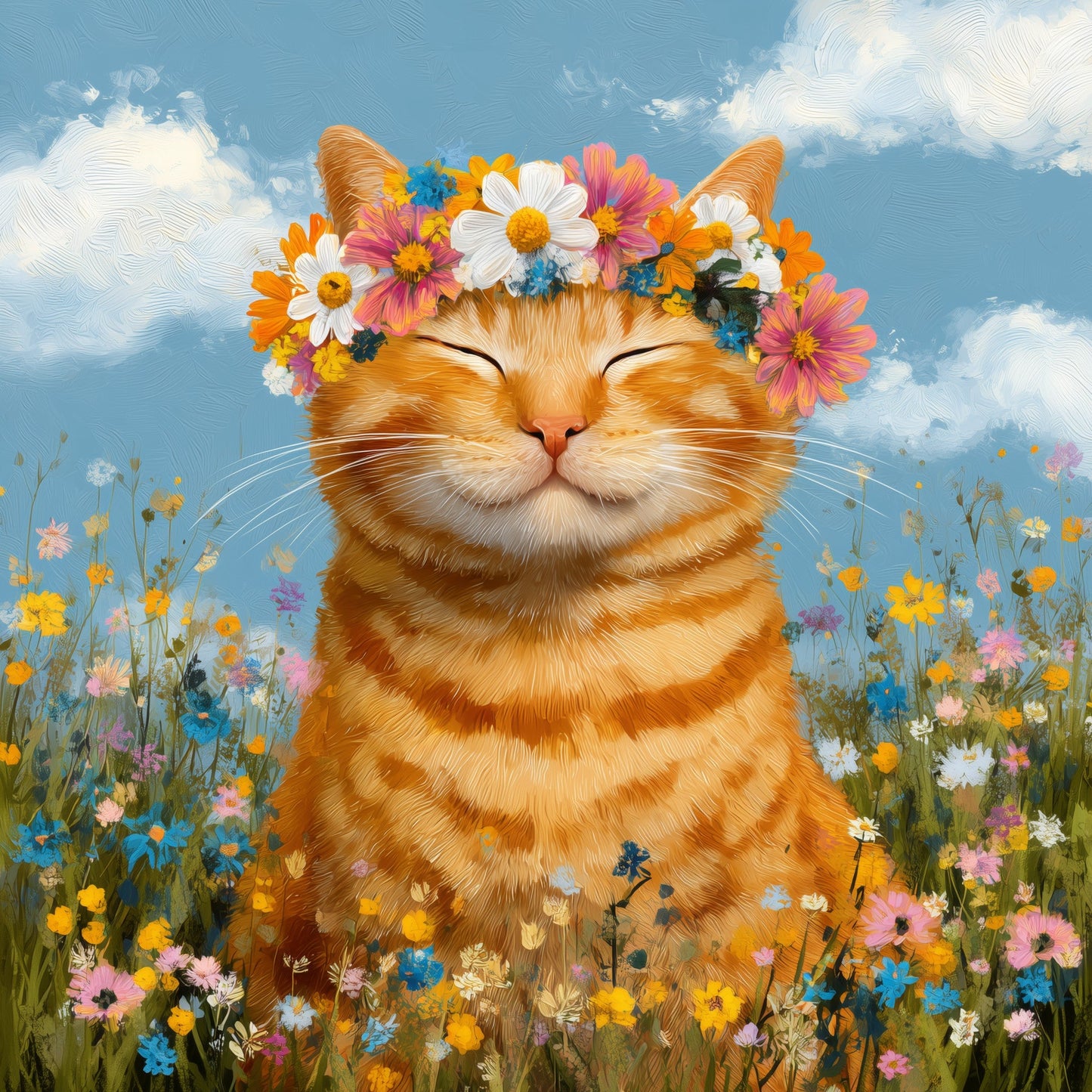 Flower Crown Cat Bliss Wooden Jigsaw Puzzle