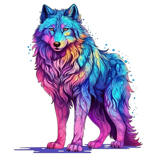🔥Last Day 85% OFF-Majestic Rainbow Wolf Wooden Jigsaw Puzzle