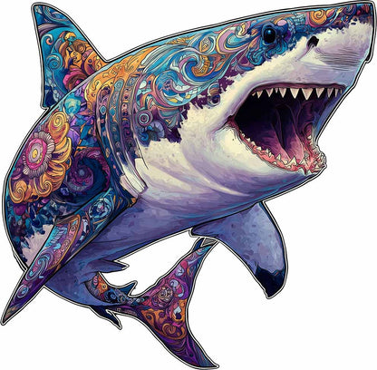 Whimsical Shark Wooden Jigsaw Puzzle