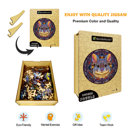 Mandala Hare Wooden Jigsaw Puzzle