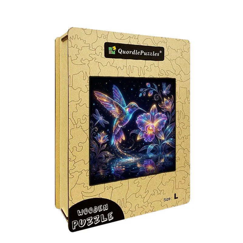 Luminous Hummingbird Dream Wooden Jigsaw Puzzle