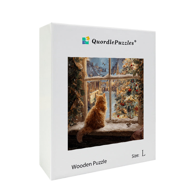 Winter Cat Wooden Jigsaw Puzzle