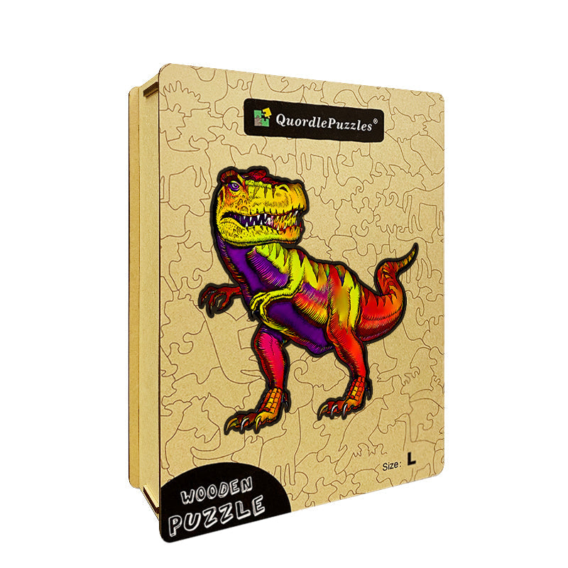 Neon Jungle T-Rex Wooden Jigsaw Puzzle