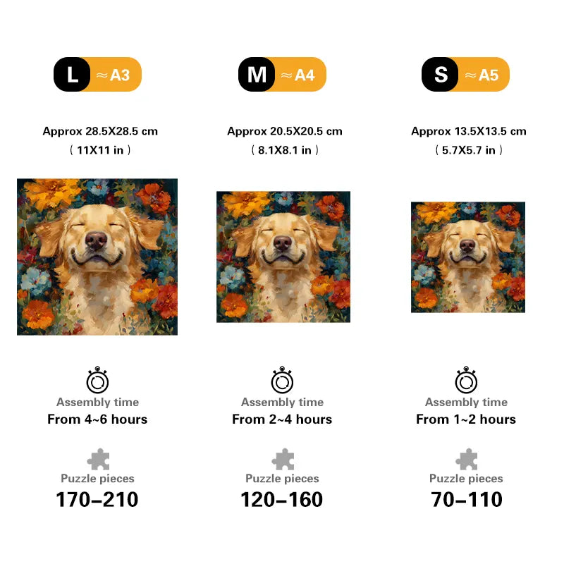 Dog in Flowers Wooden Jigsaw Puzzle