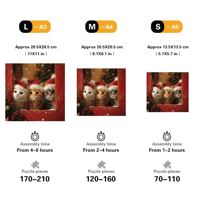 Christmas Kittens Wooden Jigsaw Puzzle