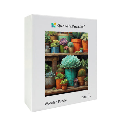 Succulent Plants Wooden Jigsaw Puzzle