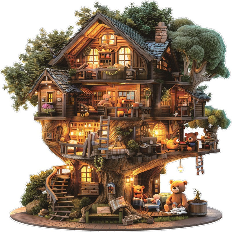 Teddy Bear Treehouse Wooden Jigsaw Puzzle