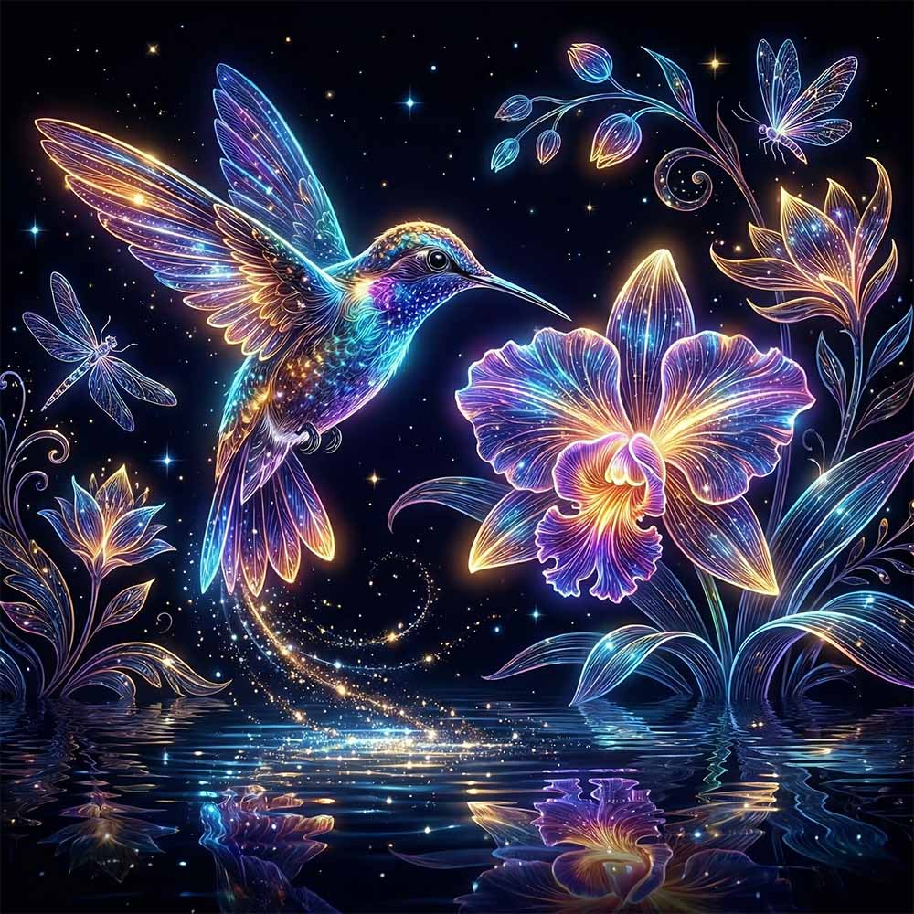 Luminous Hummingbird Dream Wooden Jigsaw Puzzle