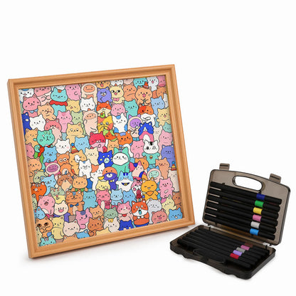 Cute Cat Collection - Wooden Coloring Puzzle