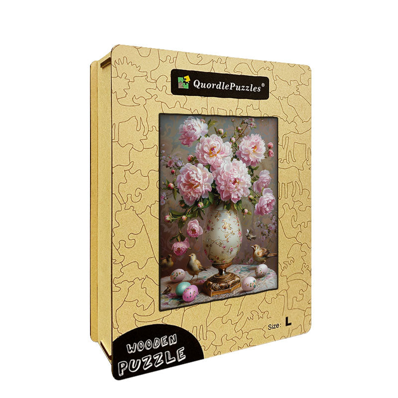 Floral Elegance with Birds Wooden Jigsaw Puzzle