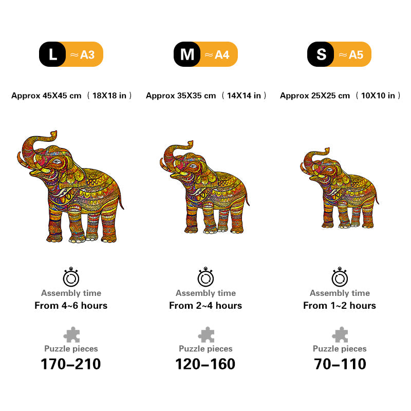 Golden Mandala Elephant Wooden Jigsaw Puzzle
