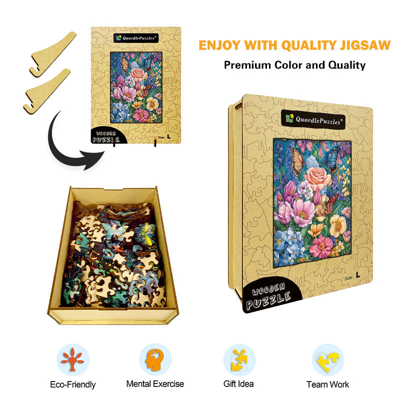 Floral Butterflies Wooden Jigsaw Puzzle