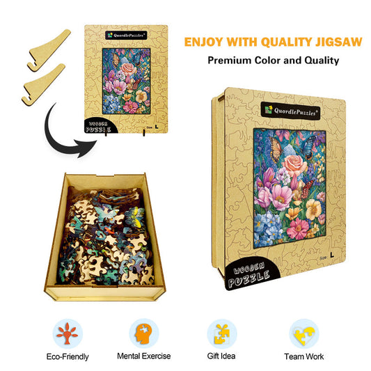 Floral Butterflies Wooden Jigsaw Puzzle