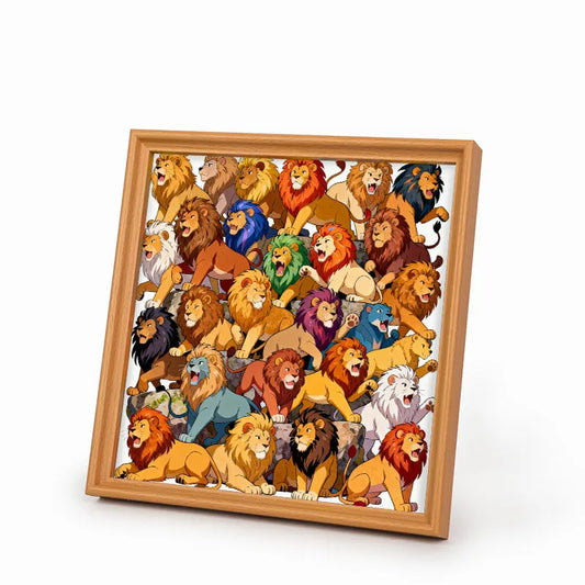 Majestic Lions - Wooden Coloring Puzzle