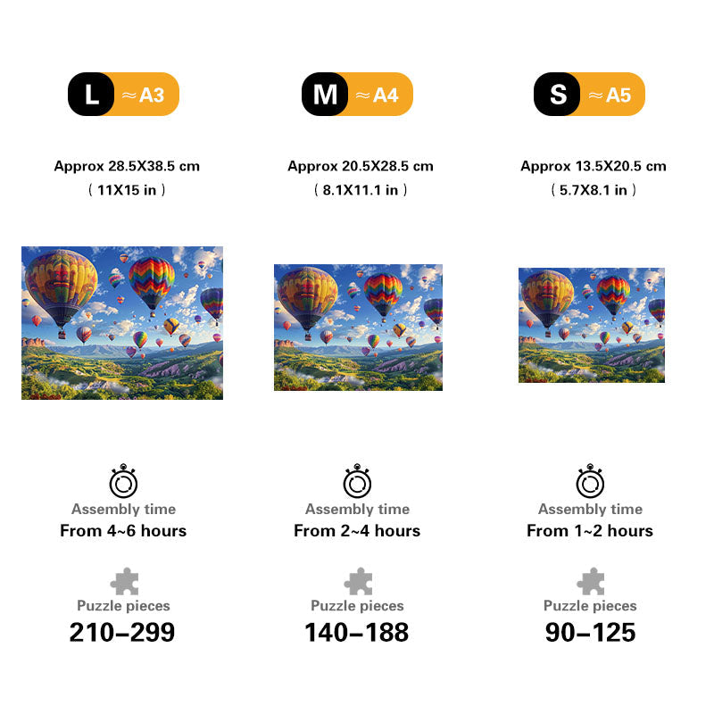 Hot Air Balloons Wooden Jigsaw Puzzle