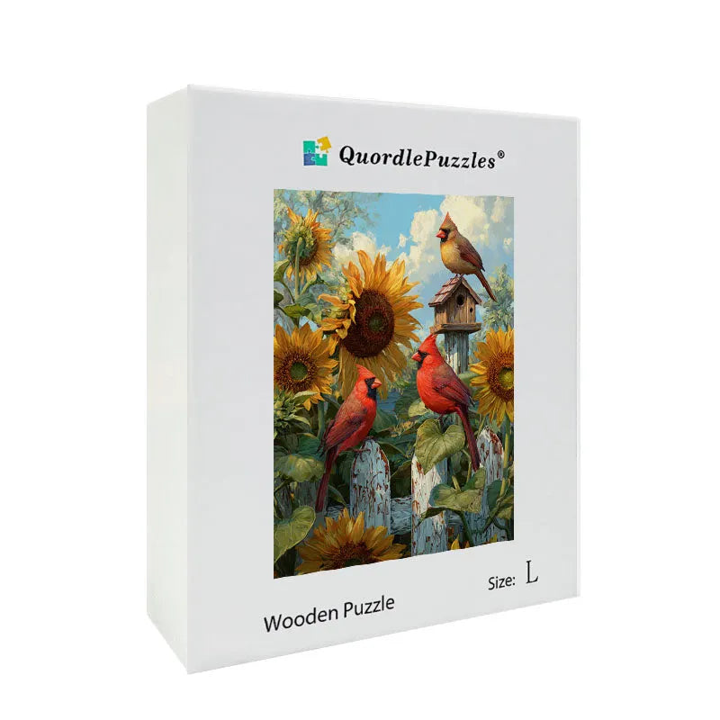 Cardinals & Sunflowers Wooden Jigsaw Puzzle