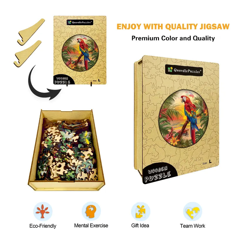 Tropical Parrot Wooden Jigsaw Puzzle