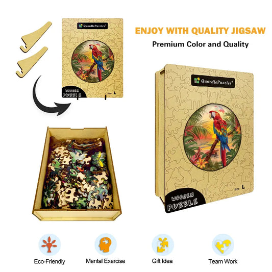 Tropical Parrot Wooden Jigsaw Puzzle