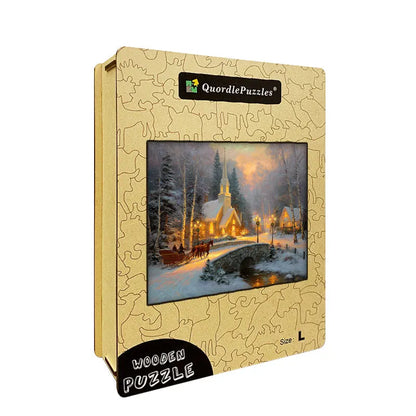 Winter Church Sleigh Wooden Jigsaw Puzzle