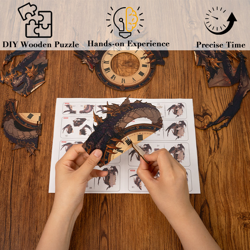 Shadow Dragon Timepiece Wooden Clock Puzzle