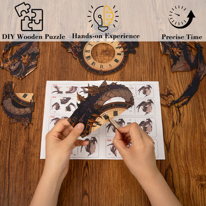 Shadow Dragon Timepiece Wooden Clock Puzzle