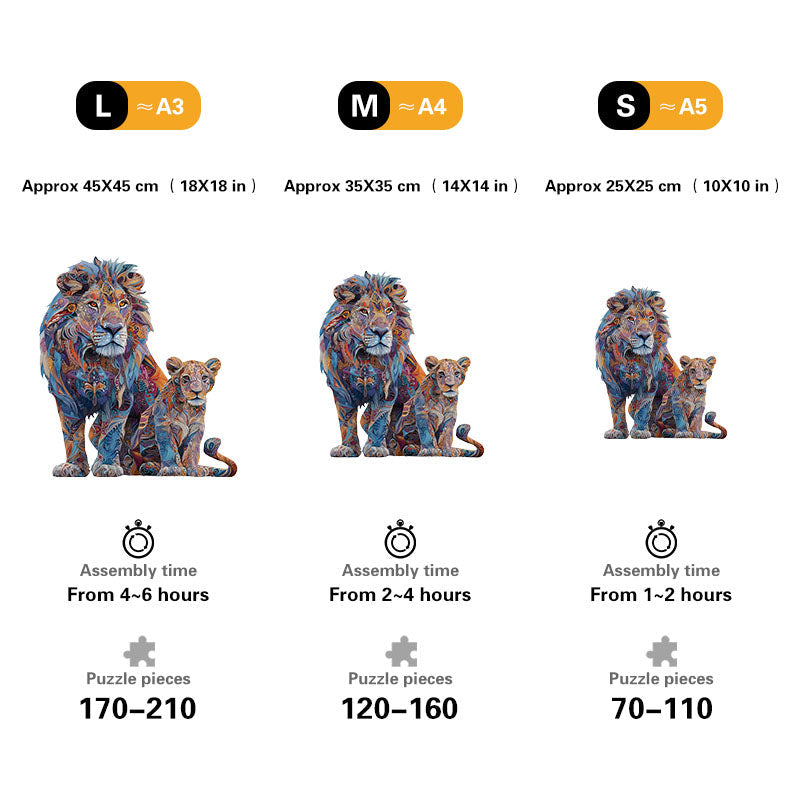 Majestic Lion Pair Wooden Jigsaw Puzzle