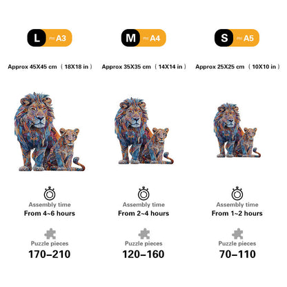 Majestic Lion Pair Wooden Jigsaw Puzzle