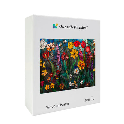 Floral Stained Glass Wooden Jigsaw Puzzle
