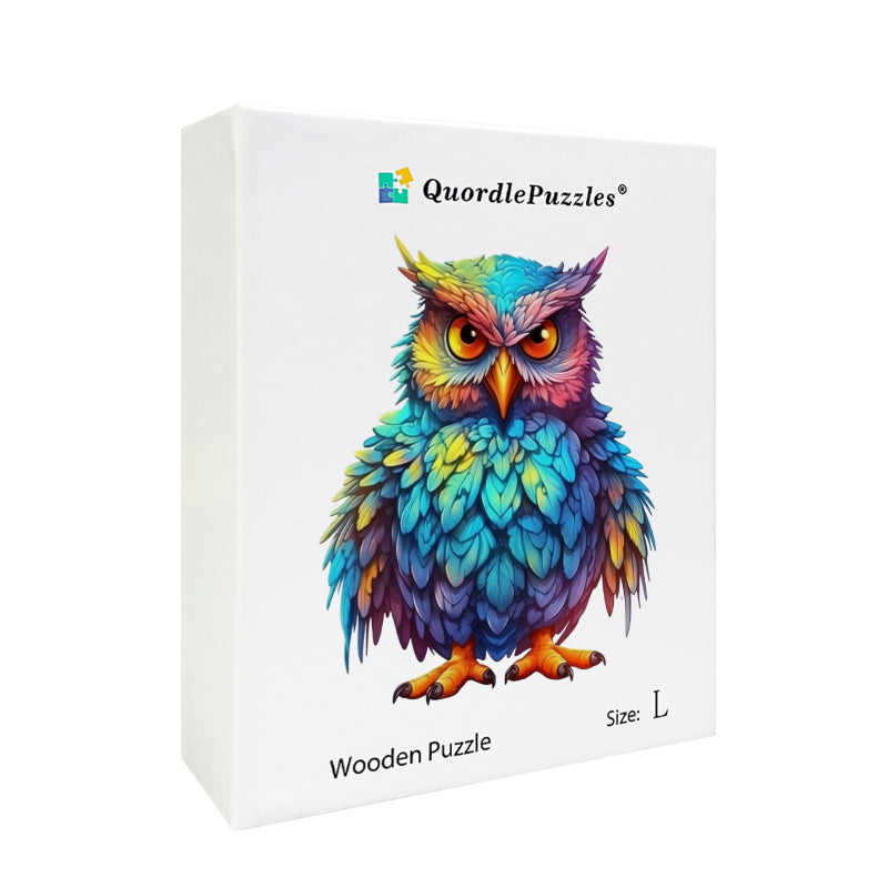 🔥LAST DAY 96% -Owl With Colorful Feathers Wooden Jigsaw Puzzle