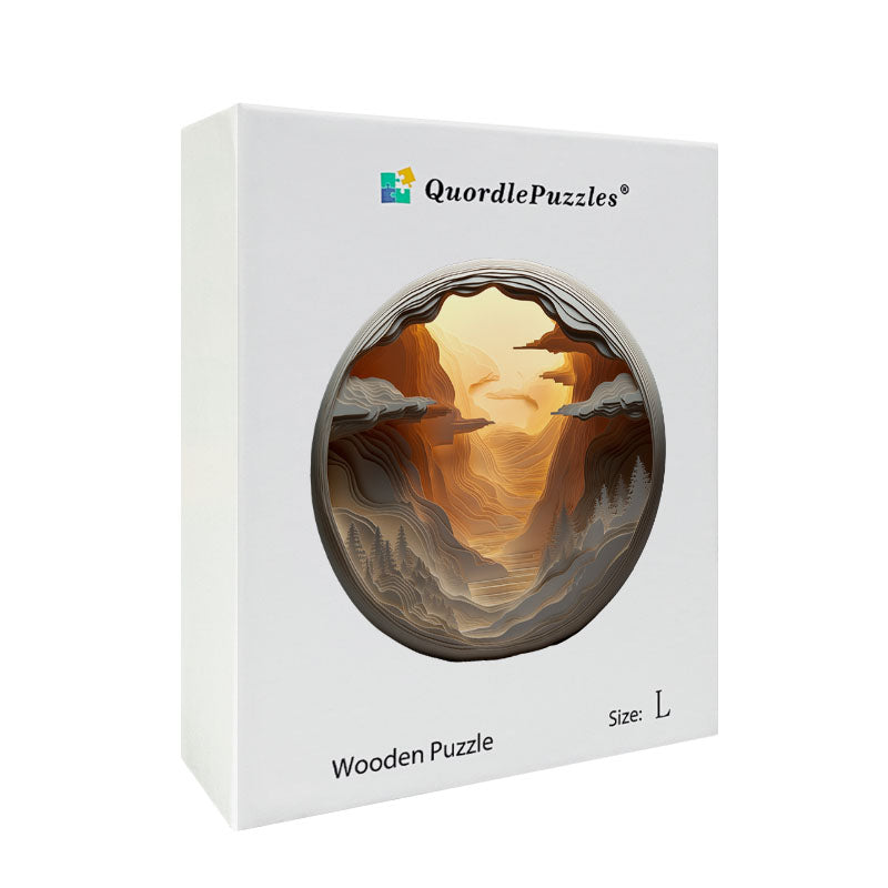 Paper-Cut Mountain Landscape Wooden Jigsaw Puzzle