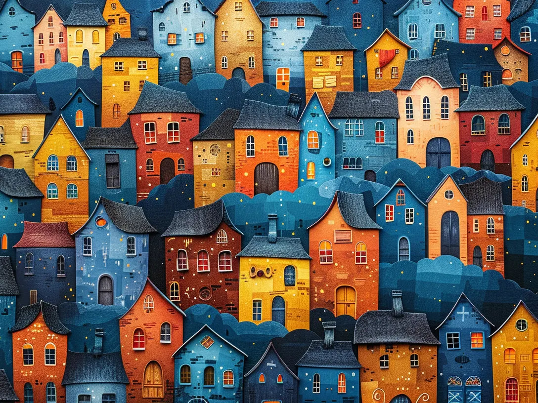Whimsical Village Wooden Jigsaw Puzzle