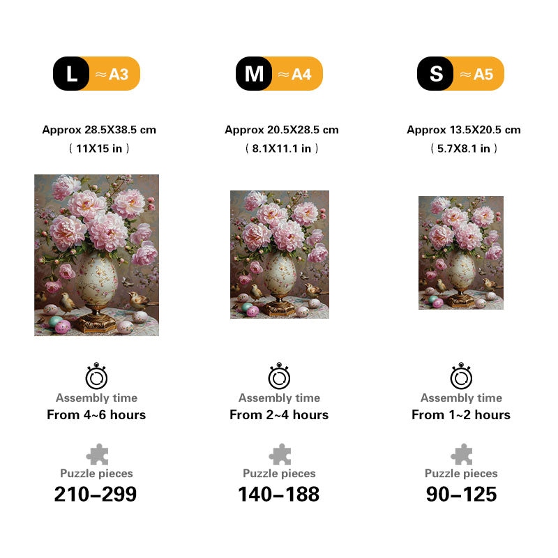 Floral Elegance with Birds Wooden Jigsaw Puzzle