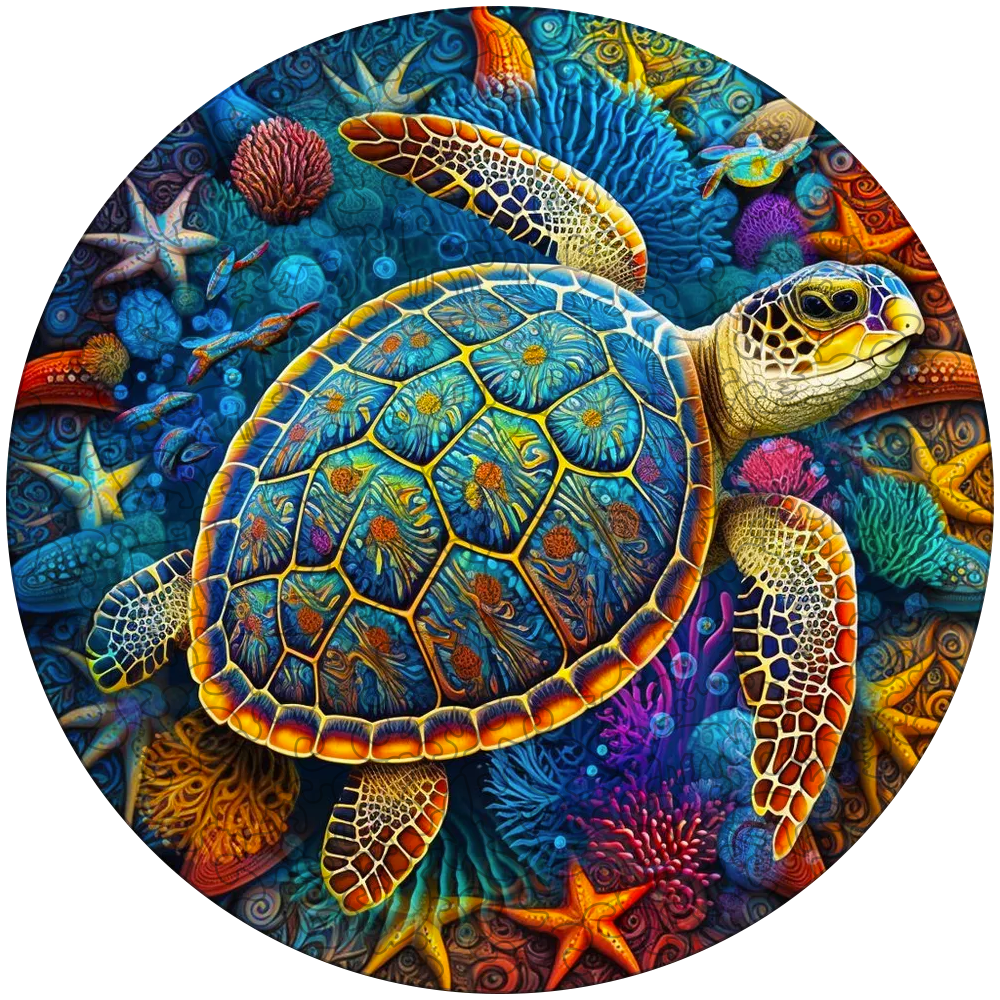 Sea Turtle watercolour Wooden Jigsaw Puzzle