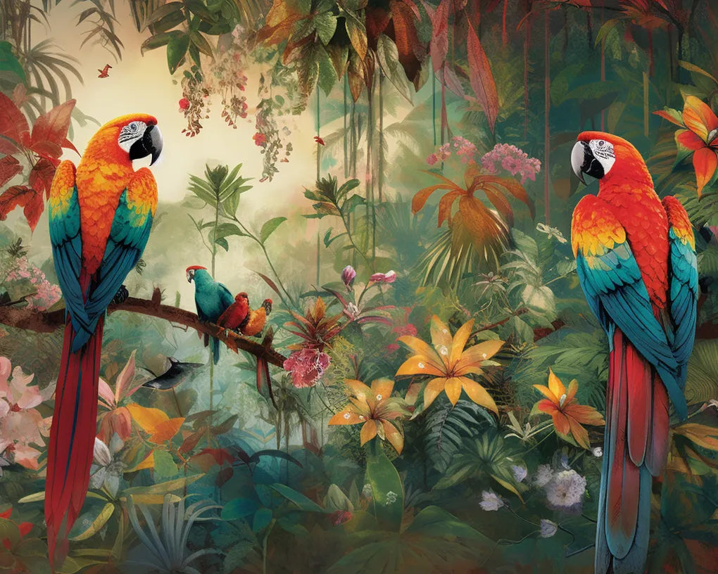 Colorful Owls on a Branch Wooden Jigsaw Puzzle