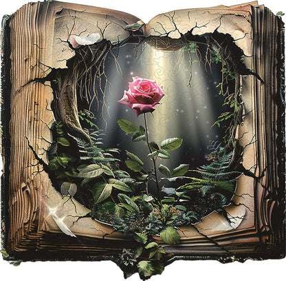 Rose in a Magical Book Wooden Jigsaw Puzzle