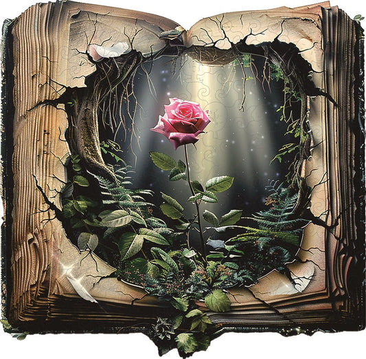 Rose in a Magical Book Wooden Jigsaw Puzzle