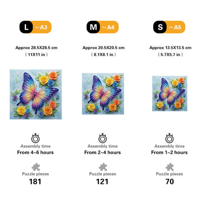 Iridescent Butterfly Bloom Wooden Jigsaw Puzzle