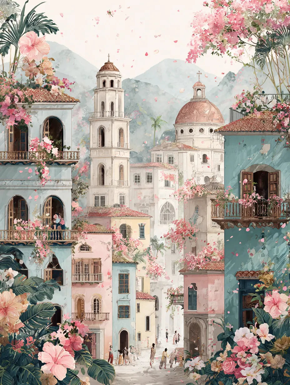 Floral Cityscape Wooden Jigsaw Puzzle