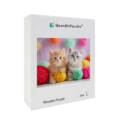 Kittens with Yarn Wooden Jigsaw Puzzle