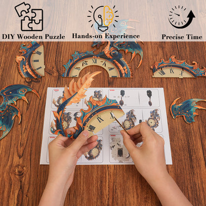 Azure Dragon Timekeeper Wooden Clock Puzzle