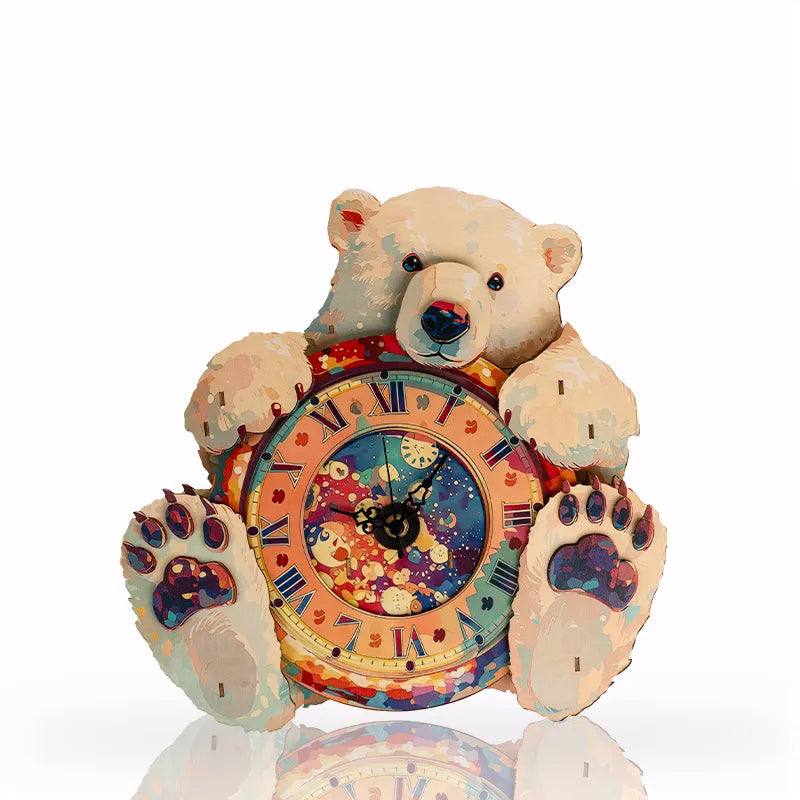 Teddy Bear Timekeeper Wooden Clock Puzzle
