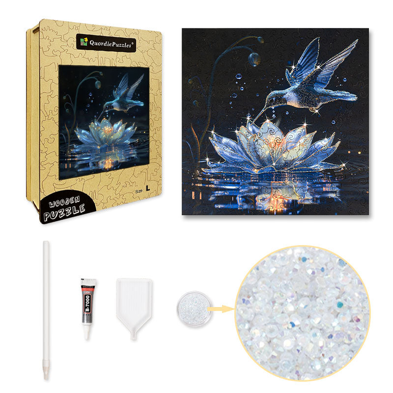 Blue Lotus Hummingbird – Crystal Edition