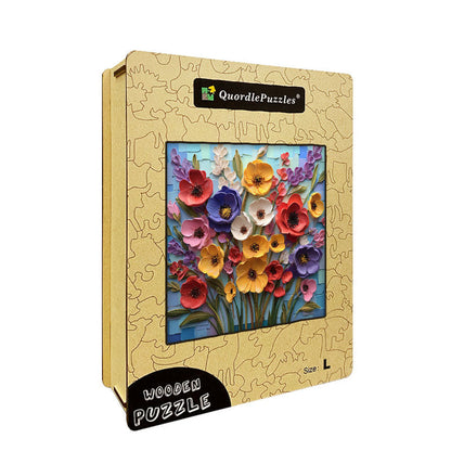 Pastel Relief Flower Garden Wooden Jigsaw Puzzle
