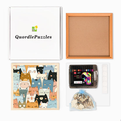Line Kittens - Wooden Coloring Puzzle