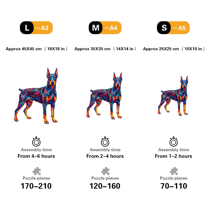 Vibrant Doberman Dog Wooden Puzzle
