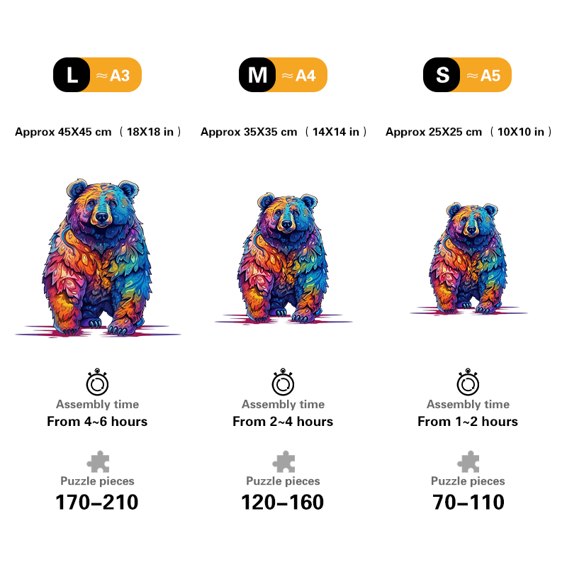 🔥Last Day 83% OFF-Beautiful psychedelic furious bear Wooden Jigsaw Puzzle