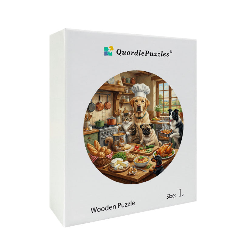 Chef Pets Cooking Wooden Jigsaw Puzzle