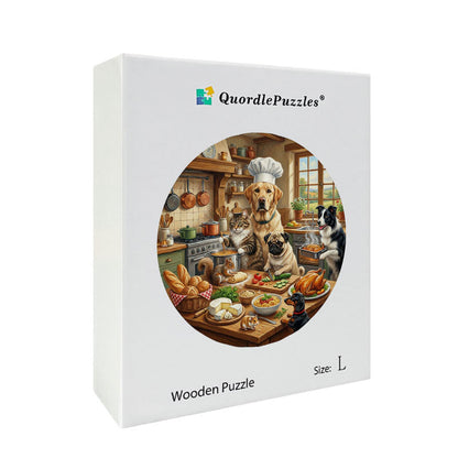 Chef Pets Cooking Wooden Jigsaw Puzzle