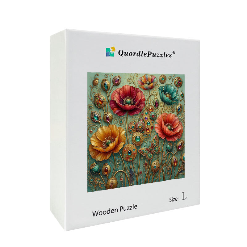 Jeweled Floral Reverie Wooden Jigsaw Puzzle